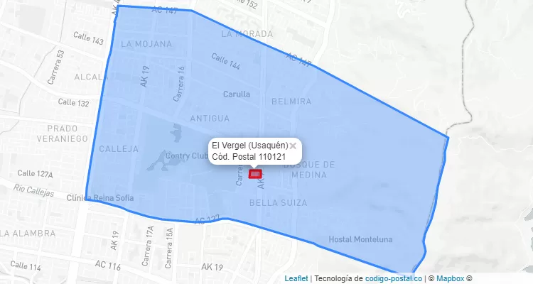 Código Postal Barrio El Vergel en Usaquén, Bogotá