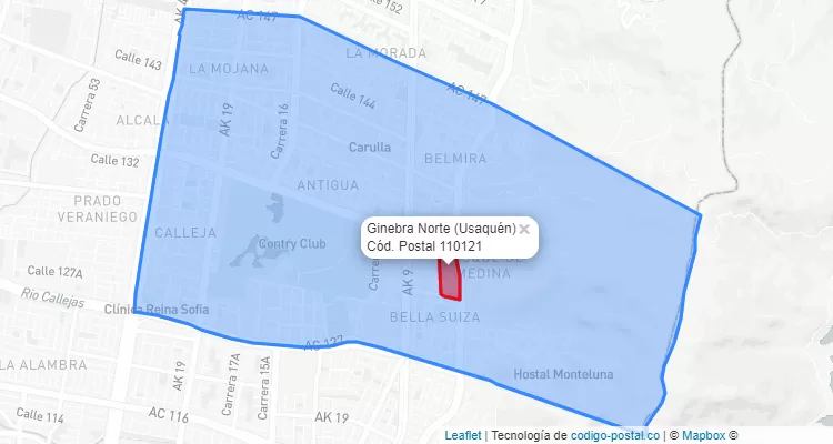 Código Postal Barrio Ginebra Norte en Usaquén, Bogotá
