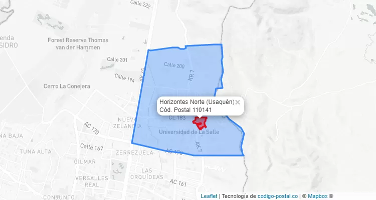 CEP Bairro Horizontes Norte em Usaquén, Bogotá