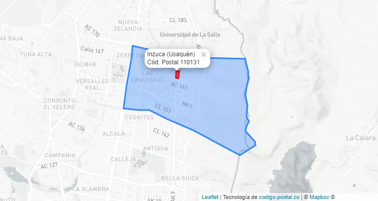 CEP Bairro Inzuca em Usaquén, Bogotá