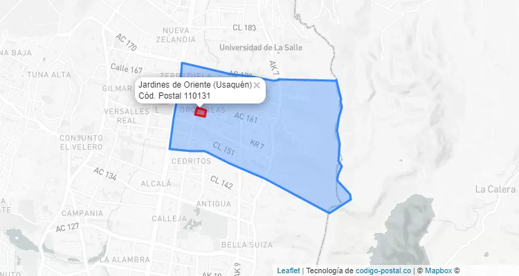 CEP Bairro Jardines de Oriente em Usaquén, Bogotá
