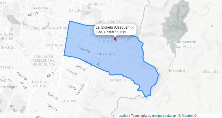 CEP Bairro La Glorieta em Usaquén, Bogotá