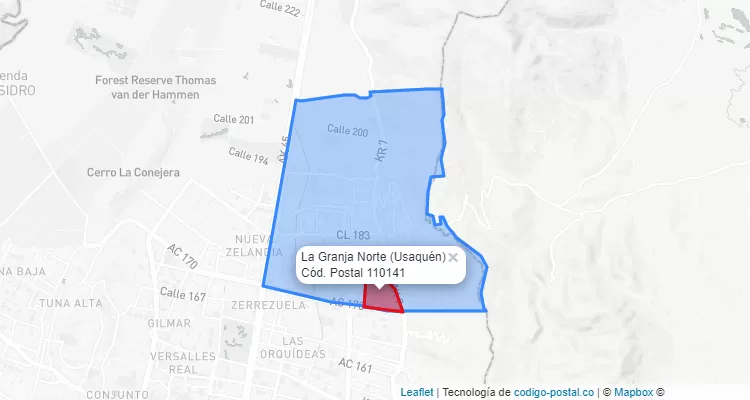 Código Postal Barrio La Granja Norte en Usaquén, Bogotá