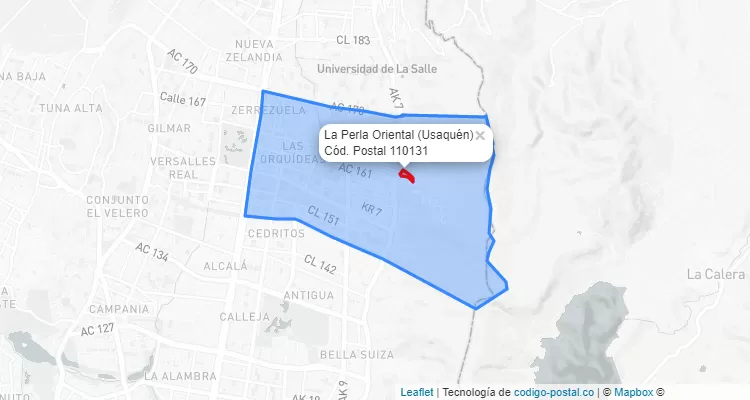 CEP Bairro La Perla Oriental em Usaquén, Bogotá