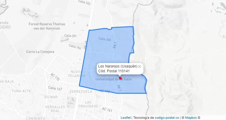 CEP Bairro Los Naranjos em Usaquén, Bogotá