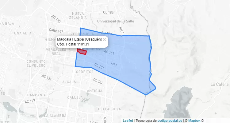 Código Postal Barrio Magdala I Etapa en Usaquén, Bogotá