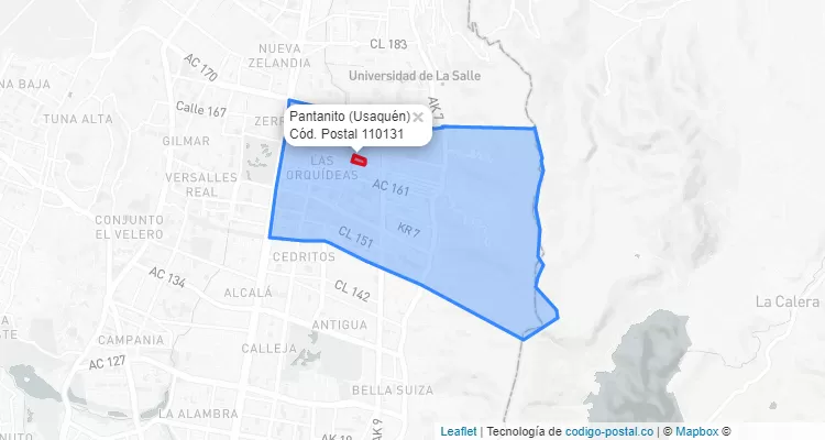 CEP Bairro Pantanito em Usaquén, Bogotá