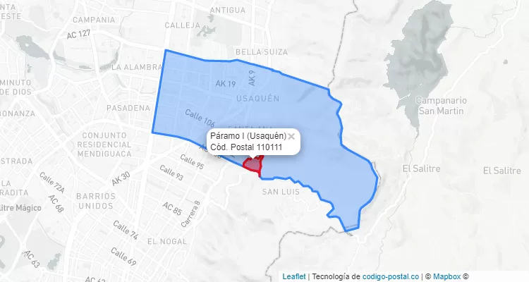 CEP Bairro Páramo I em Usaquén, Bogotá