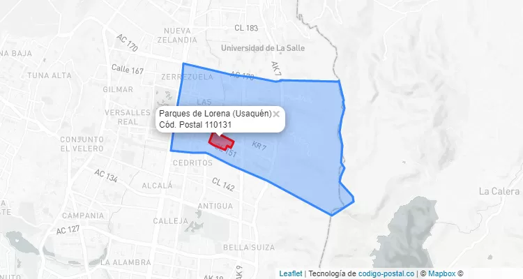 ZIP Code Locality Parques de Lorena in Usaquén, Bogotá