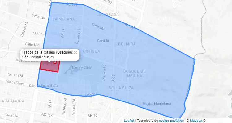 Código Postal Barrio Prados de la Calleja en Usaquén, Bogotá