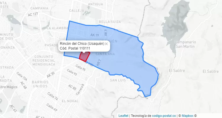 CEP Bairro Rincón del Chico em Usaquén, Bogotá