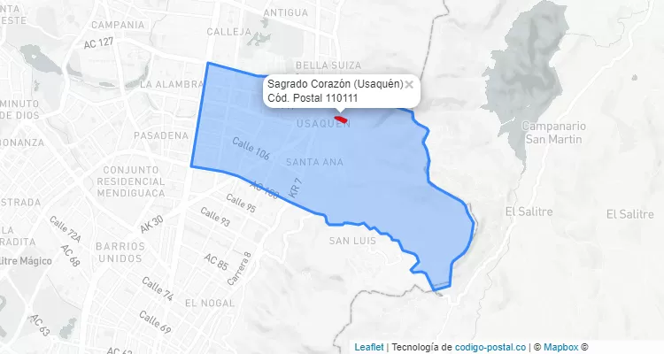 CEP Bairro Sagrado Corazón em Usaquén, Bogotá