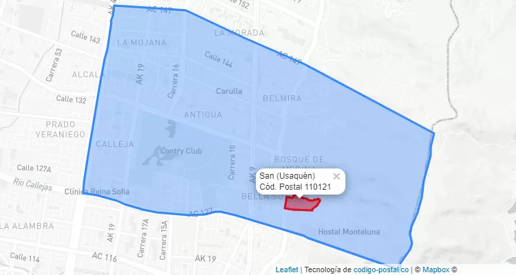 ZIP Code Locality San in Usaquén, Bogotá
