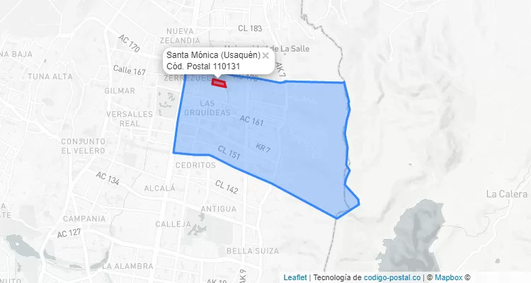 Código Postal Barrio Santa Mónica en Usaquén, Bogotá