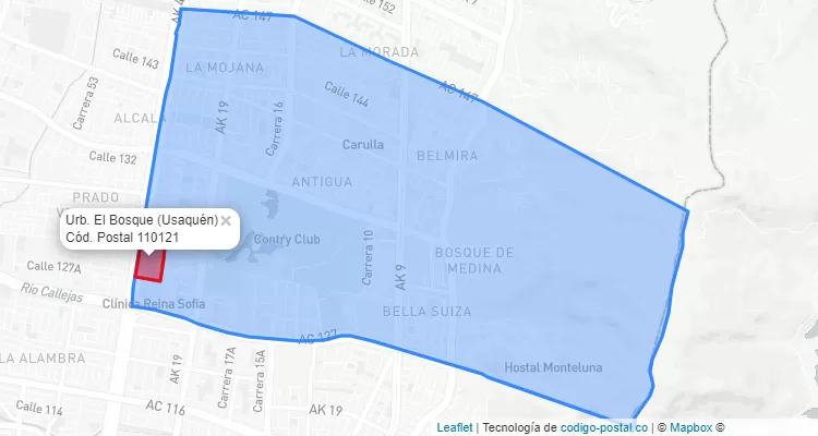 Código Postal Barrio Urb. El Bosque en Usaquén, Bogotá