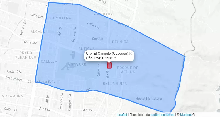 Código Postal Barrio Urb. El Campito en Usaquén, Bogotá