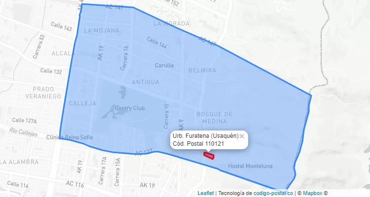 Código Postal Barrio Urb. Furatena en Usaquén, Bogotá