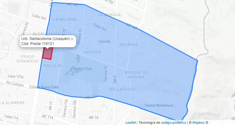 Código Postal Barrio Urb. Santacoloma en Usaquén, Bogotá