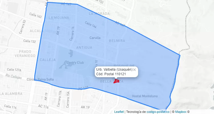 CEP Bairro Urb. Valbella em Usaquén, Bogotá