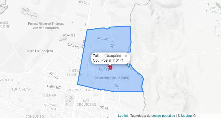 ZIP Code Locality Zulima in Usaquén, Bogotá