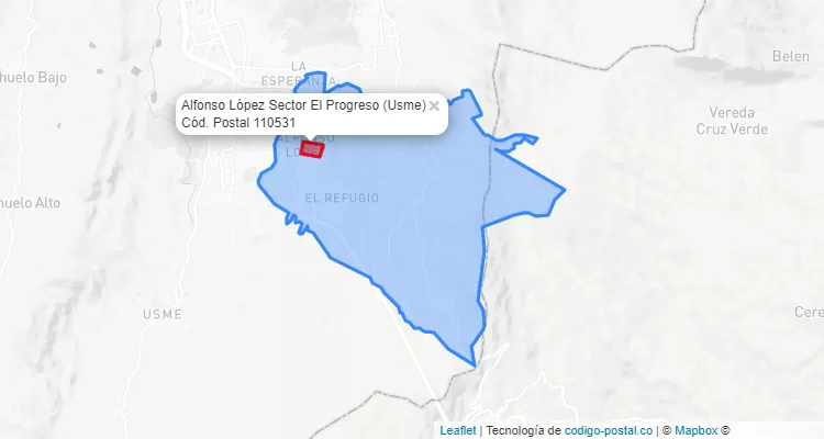 ZIP Code Locality Alfonso López Sector El Progreso in Usme, Bogotá