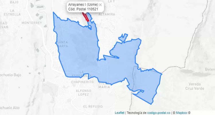ZIP Code Locality Arrayanes I in Usme, Bogotá