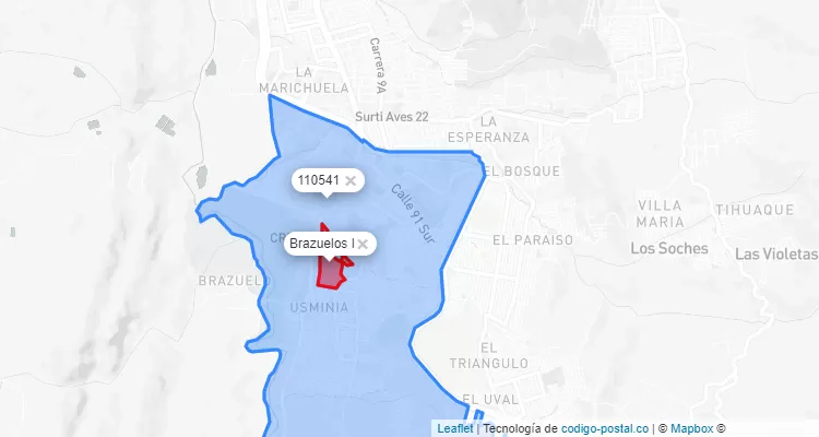 Código Postal Barrio Brazuelos I en Usme, Bogotá