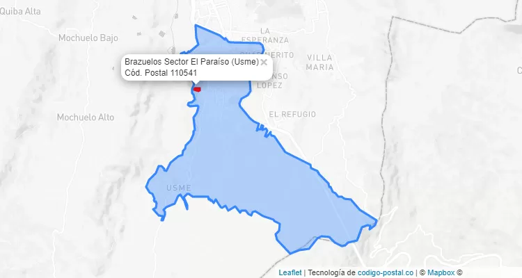 Código Postal Barrio Brazuelos Sector El Paraíso en Usme, Bogotá