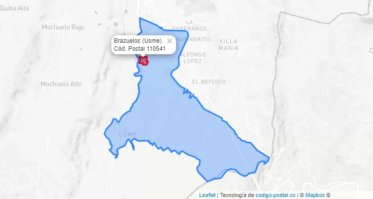 ZIP Code Locality Brazuelos in Usme, Bogotá