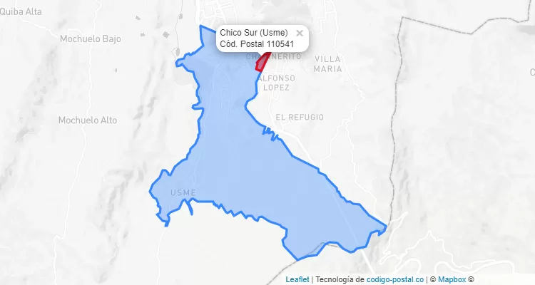 ZIP Code Locality Chico Sur in Usme, Bogotá