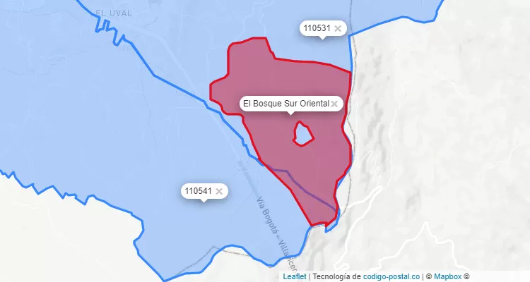 ZIP Code Locality El Bosque Sur Oriental in Usme, Bogotá