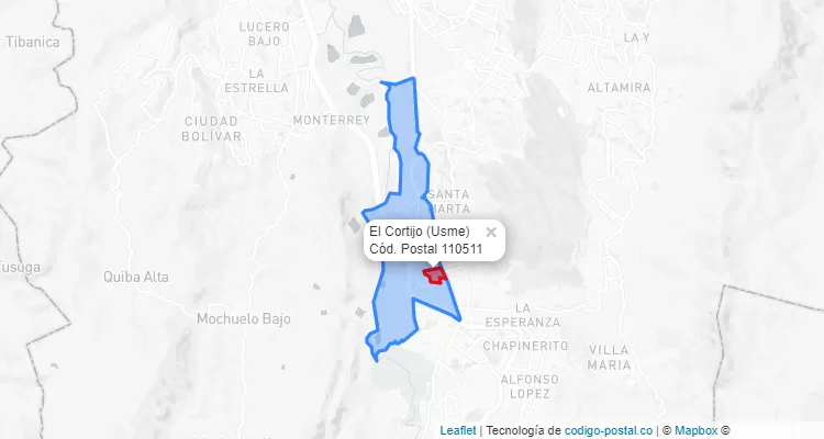 ZIP Code Locality El Cortijo in Usme, Bogotá