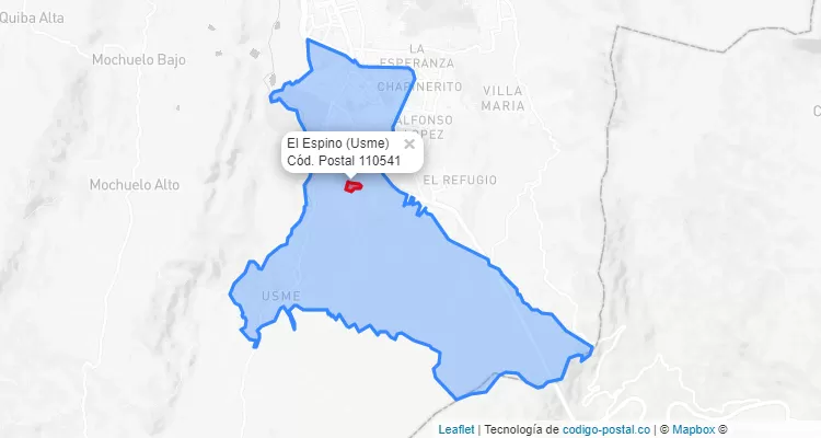 ZIP Code Locality El Espino in Usme, Bogotá