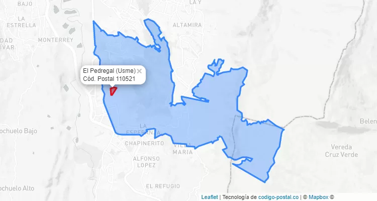 ZIP Code Locality El Pedregal in Usme, Bogotá