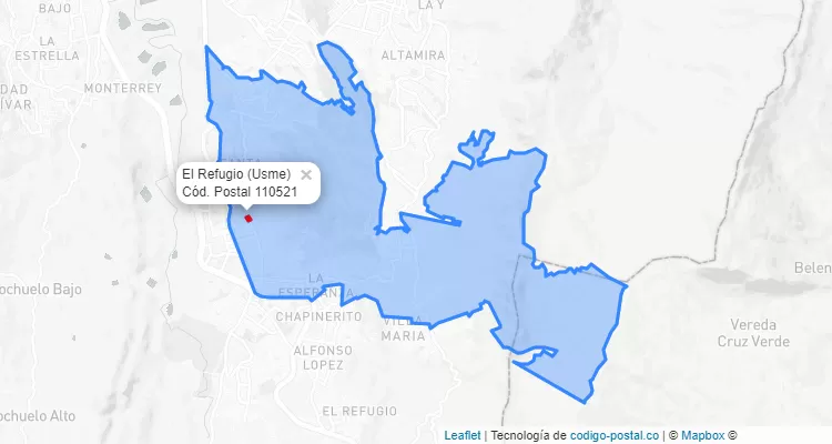 ZIP Code Locality El Refugio in Usme, Bogotá