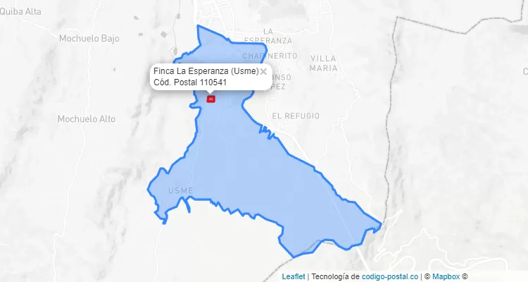 ZIP Code Locality Finca La Esperanza  in Usme, Bogotá