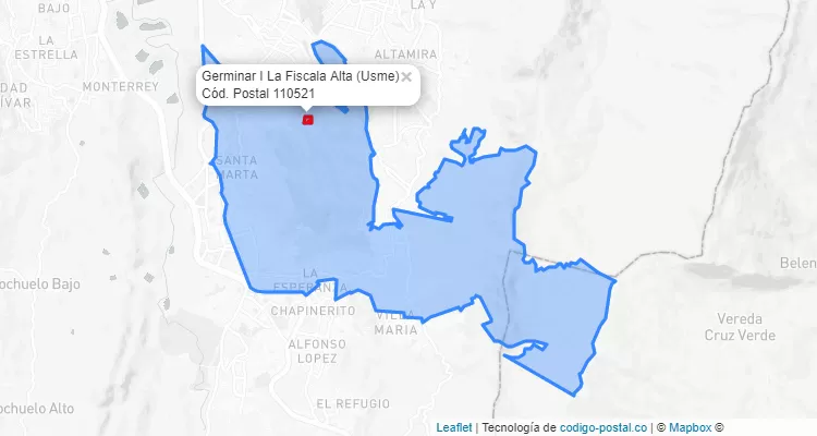 Código Postal Barrio Germinar I La Fiscala Alta en Usme, Bogotá