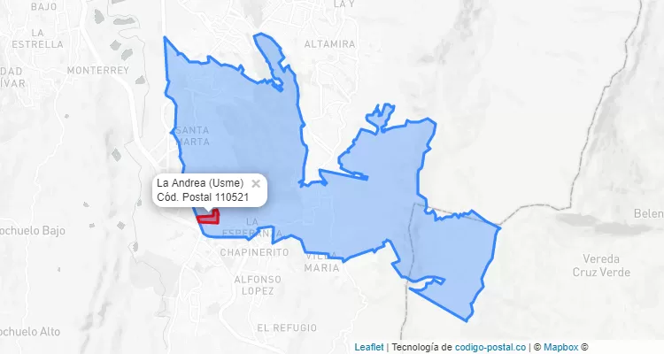 ZIP Code Locality La Andrea in Usme, Bogotá