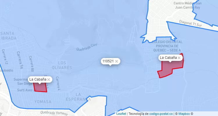 ZIP Code Locality La Cabaña  in Usme, Bogotá