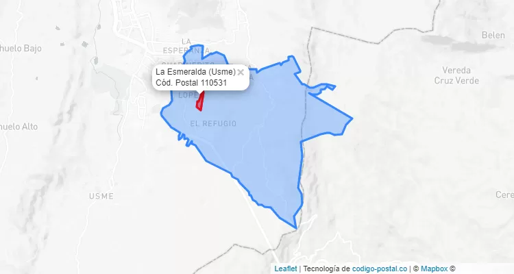 ZIP Code Locality La Esmeralda  in Usme, Bogotá
