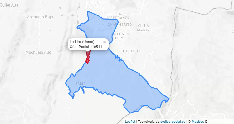 ZIP Code Locality La Lira in Usme, Bogotá