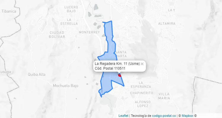 CEP Bairro La Regadera Km. 11 em Usme, Bogotá