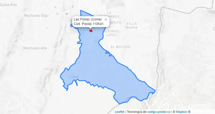 ZIP Code Locality Las Flores in Usme, Bogotá