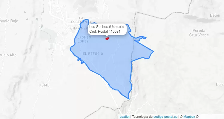 ZIP Code Locality Los Soches in Usme, Bogotá