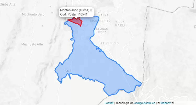 ZIP Code Locality Monteblanco in Usme, Bogotá