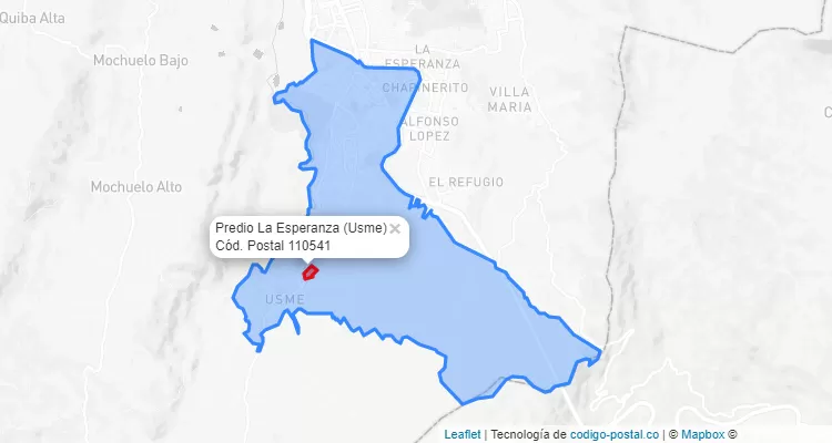 ZIP Code Locality Predio La Esperanza in Usme, Bogotá