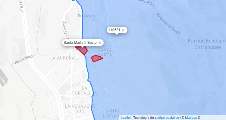 ZIP Code Locality Santa Marta II Sector in Usme, Bogotá