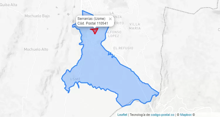 ZIP Code Locality Serranías in Usme, Bogotá