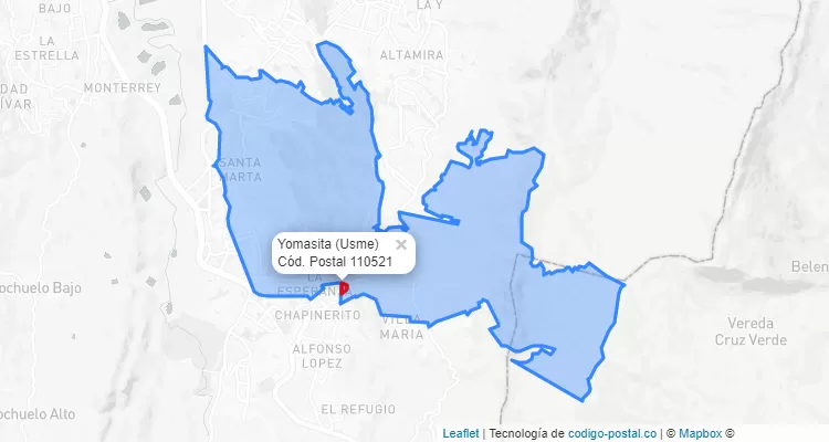 ZIP Code Locality Yomasita in Usme, Bogotá