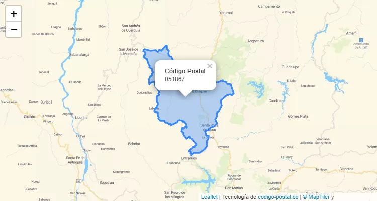 Código Postal Vereda El Chagualo, Santa Rosa de Osos